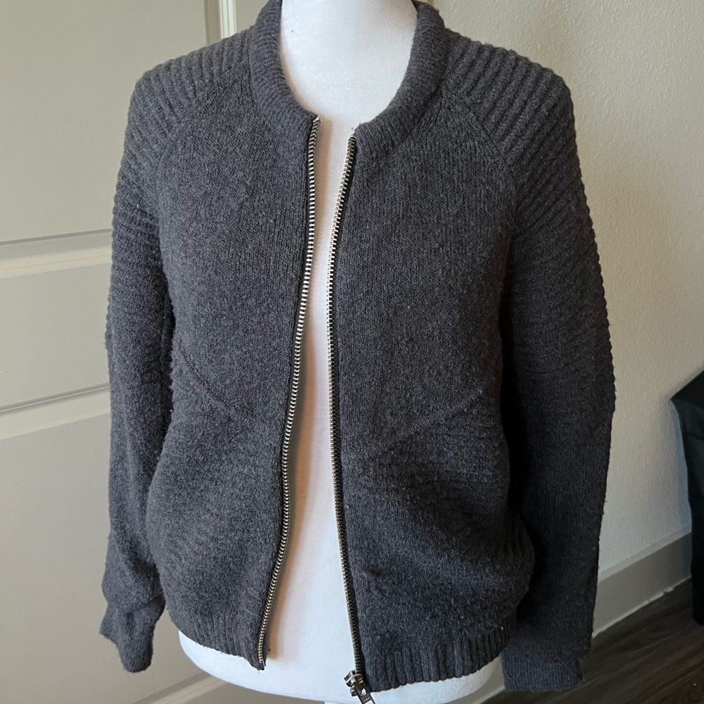 Gray Women's cardigan virgin wool and yack blend Sweater